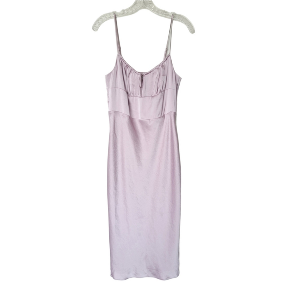 ARITZIA Wilfred Lilac Bellow Satin Slip Dress with Spaghetti Straps - Picture 2 of 9